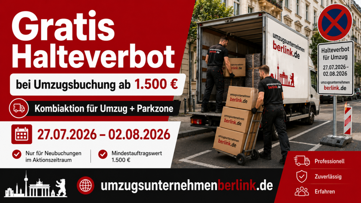 Sonderangebot von Umzugsunternehmen Kirsch: Gratis Halteverbot bei Umzugsbuchung ab 1.500 €