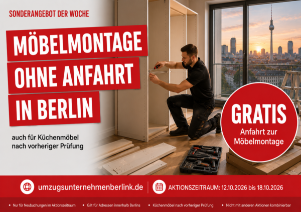 Umzugsunternehmen Kirsch Sonderangebot: keine Anfahrtskosten für Möbelmontage